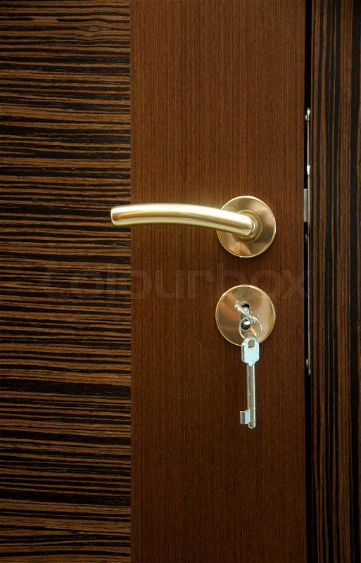 Door handle and part of the door, stock photo