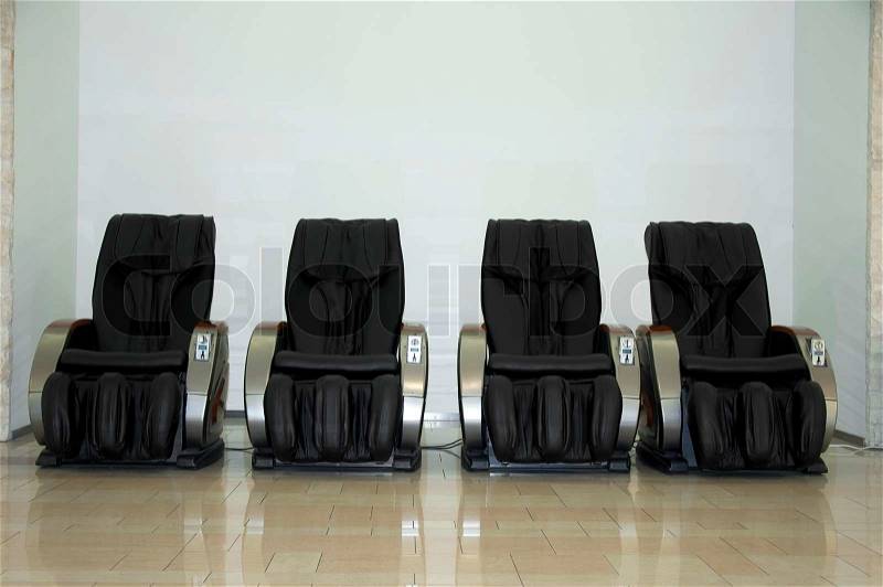 Electric massage chairs. Full automated, stock photo