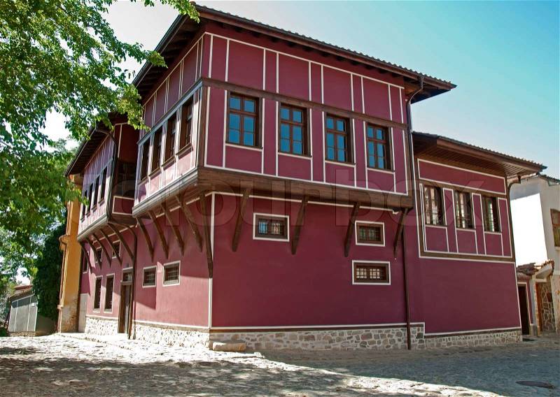 Old stile house. Traditional bulgarias old time house. Plovdiv city, stock photo