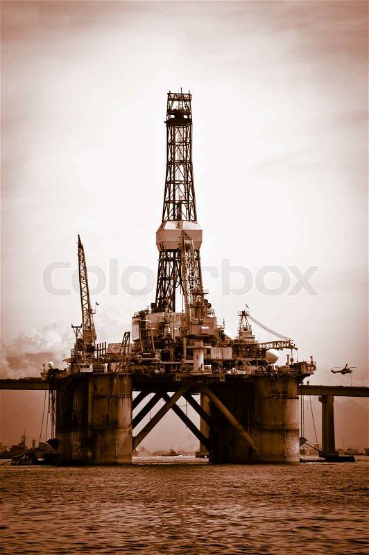 Petroleum platform on the Guanabara bay in the city of Rio de Janeiro, Brazil, stock photo