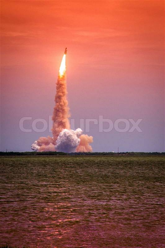Launch of Atlantis-STS-135 at NASA Kennedy Space Center, Florida, USA, stock photo