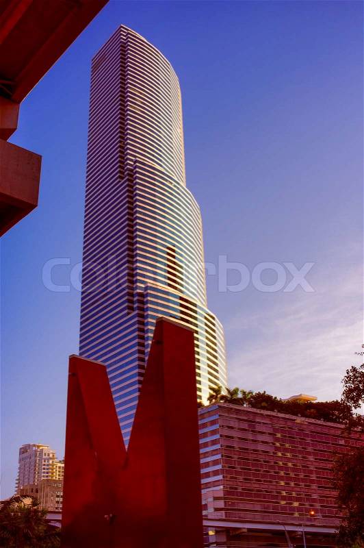 Miami Tower in Downtown Miami, Miami, Florida, USA, stock photo
