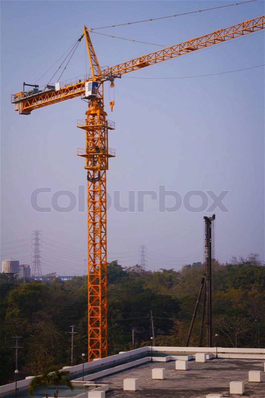Cranes construction silhouette, stock photo
