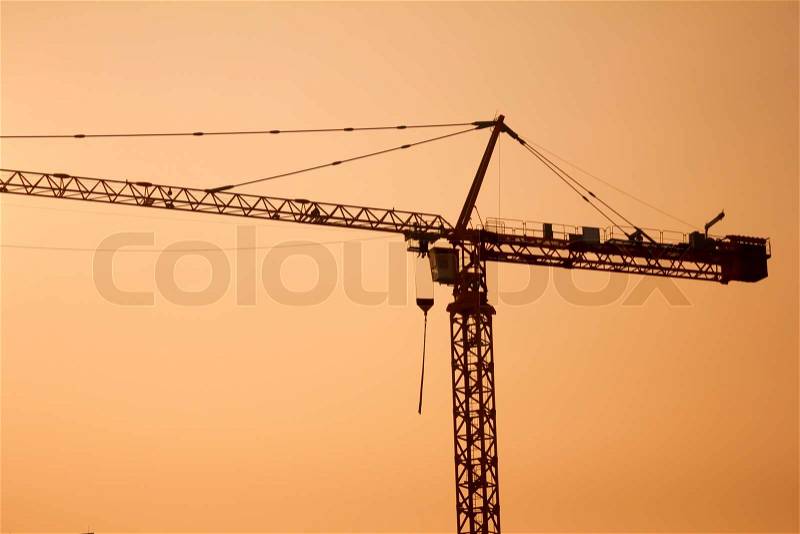 Cranes construction silhouette, stock photo