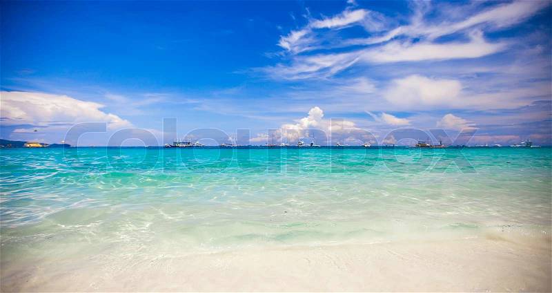 Turquoise water and white sand, stock photo