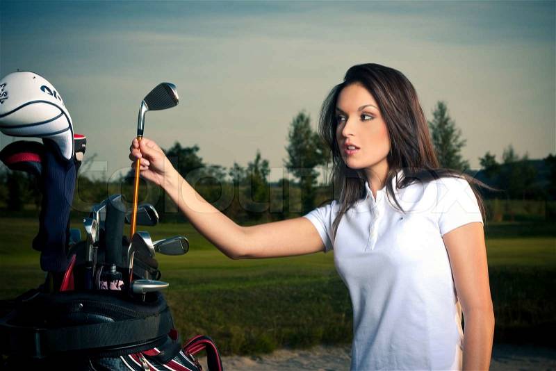 Golf girl, stock photo