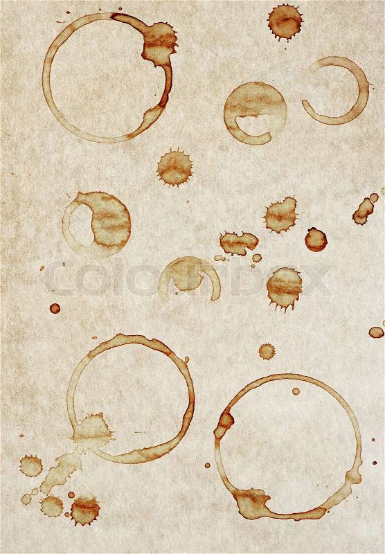 Old paper texture with coffee stains. grungy backdrop, stock photo