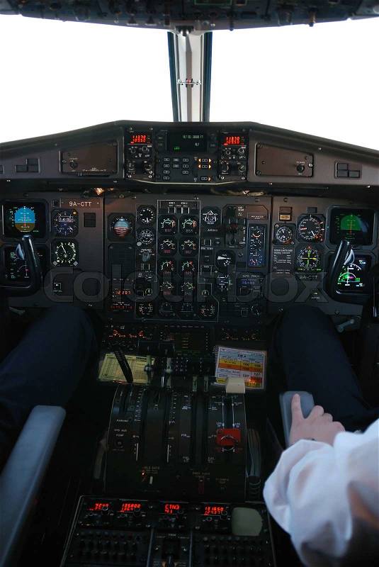 Airplane cockpit, stock photo