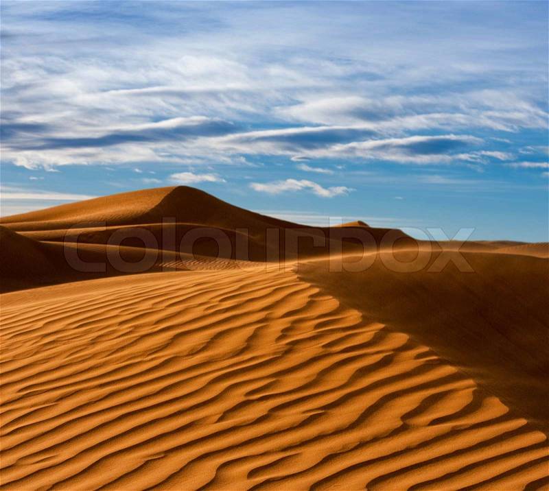 Desert of North Africa, sandy barkhans, stock photo