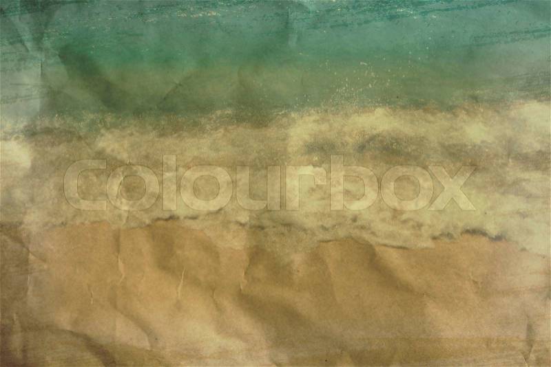 Green sea and white sand on sunny day in vintage style, stock photo