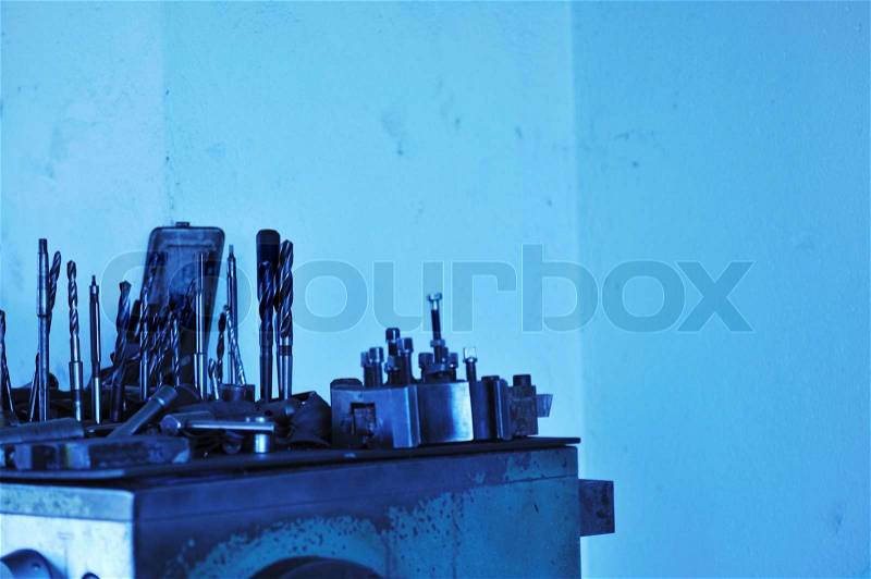 Industry background with machine for metal and car repair, stock photo