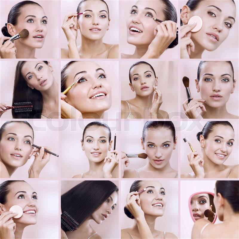 Beauty theme collage composed of different images, stock photo