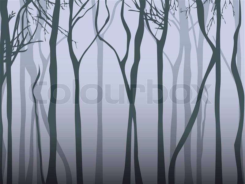 Abstract Dark Fog Forest Illustration in Grey Colours, stock photo