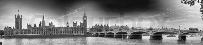 Storm over Westminster Bridge - London, stock photo