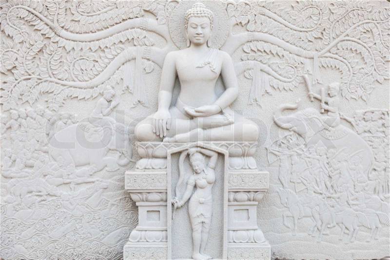 Ancient brick carving art of Buddha.art of stone carving about Buddhism, stock photo