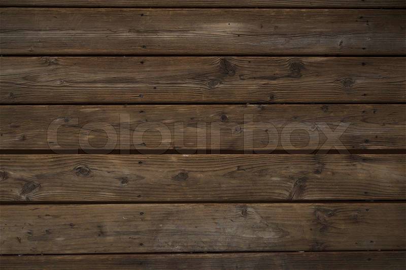 Reclaimed Dark Wood Background. Horizontal Old Weathered Planks, stock photo