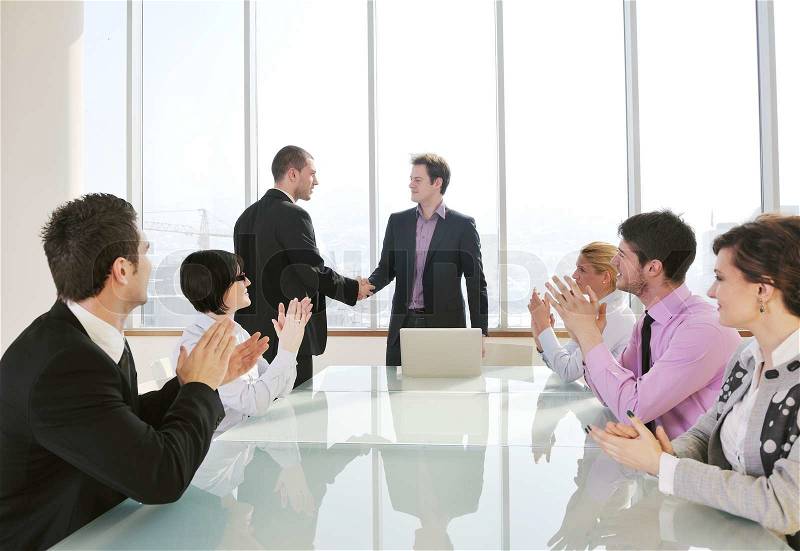 Young business people group have meeting at conference room and have discusion about new ideas plans and problems, stock photo