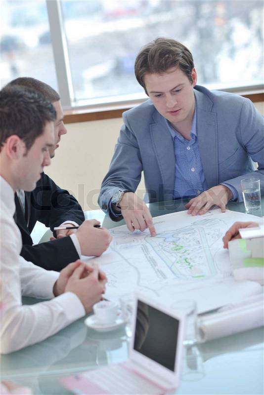 Young business people group have meeting at conference room and have discusion about new ideas plans and problem, stock photo