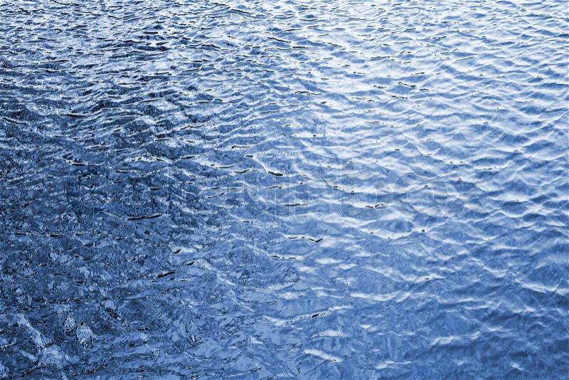 Blue river water surface. Natural background photo texture, stock photo