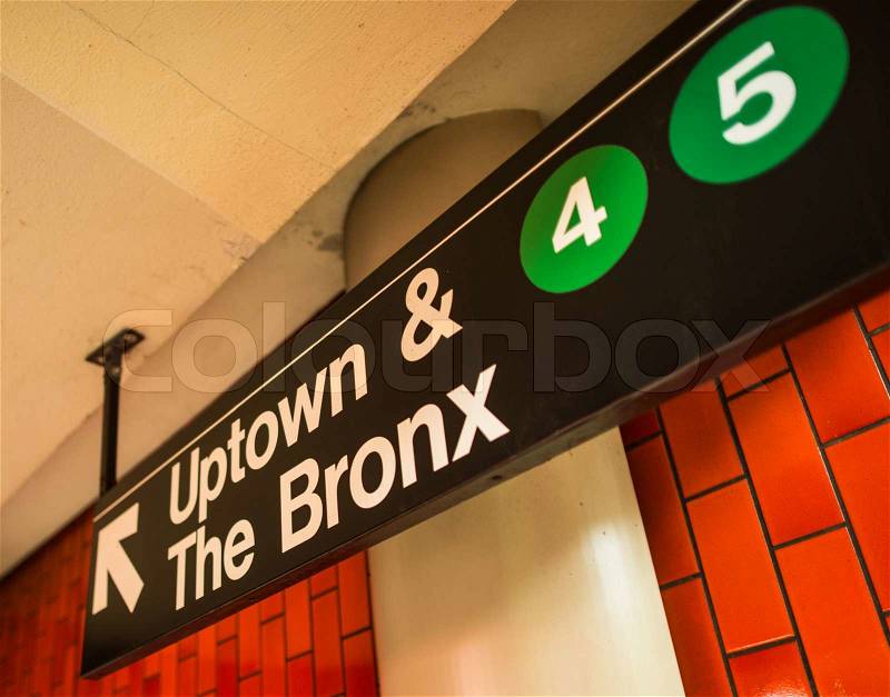 New York City. Manhattan subway signs and directions, stock photo