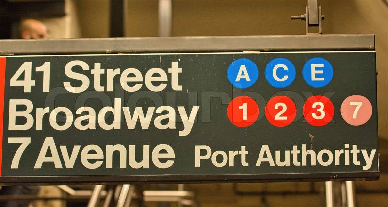 New York City. Manhattan subway signs and directions, stock photo