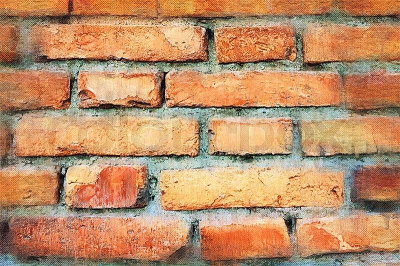 Old brick wall with an oil-painting effect, stock photo