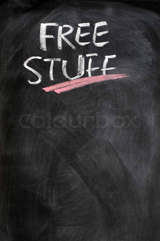 Background of free stuff written on blackboard, stock photo