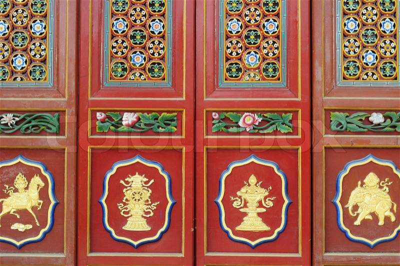Chinese ancient door decorations, stock photo