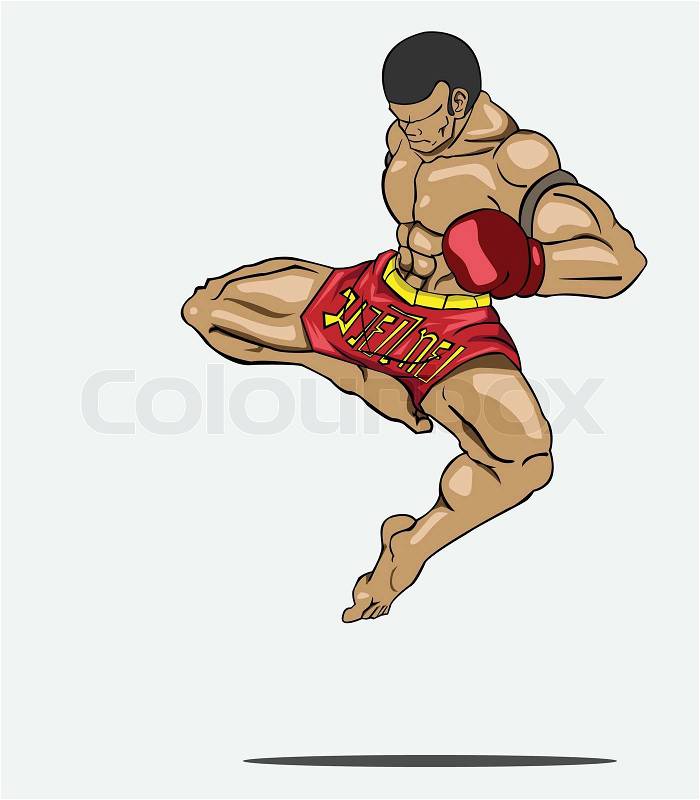 Muay thai. Martial art, vector