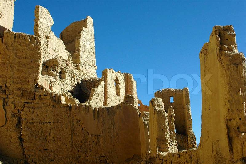 Relics of an ancient castle in west Tibet , stock photo