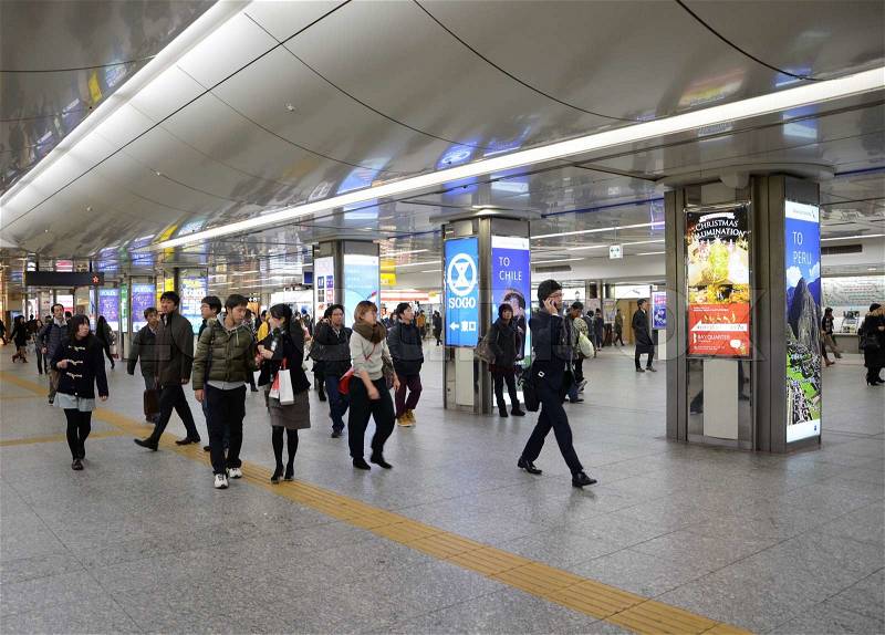 Yokohama, Japan - November 27: people who cross train station in Yokohama in November 27, 2013, the largest and busiest in the city, also with connections all over the country , stock photo