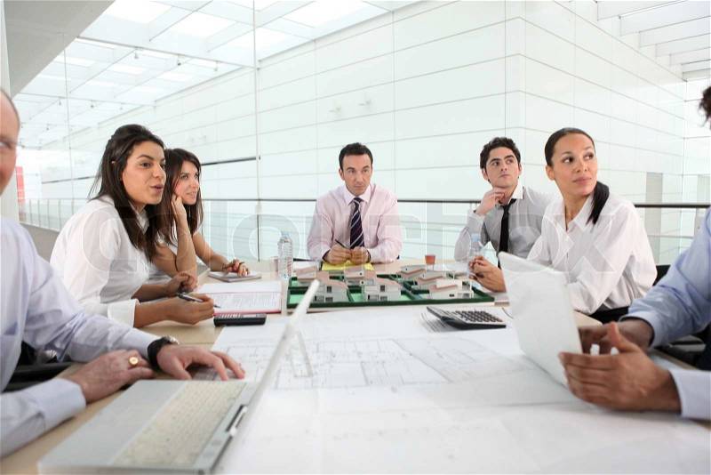 Work session in company, stock photo