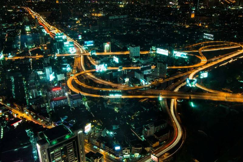 Views of the capital bangkok traffic at twilight period,ciyt bangkok,Asia Thailand, stock photo