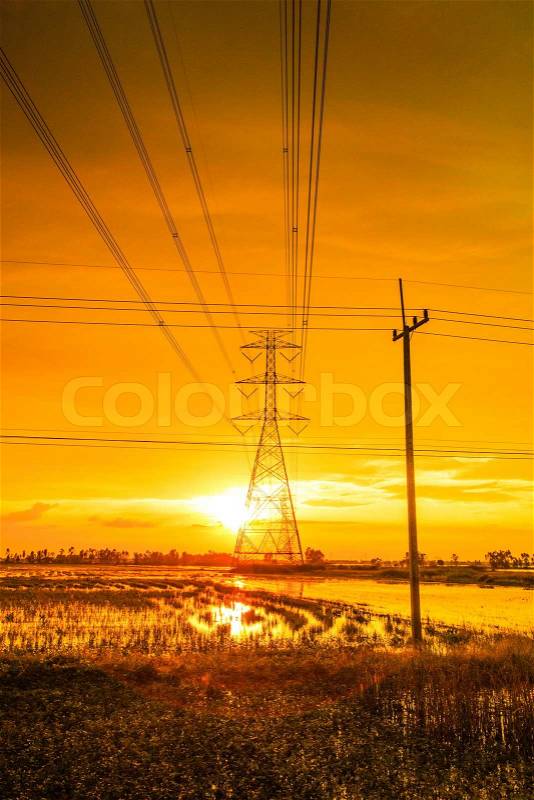Power tower Light poles, stock photo