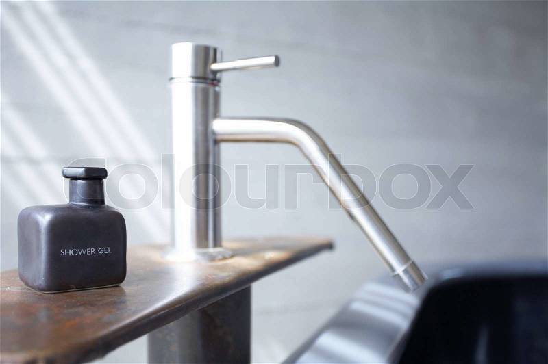 Close up fragment of modern industrial like bath, stock photo