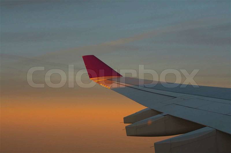 The colors of the morning light in the sky are differ from that we see on land, stock photo