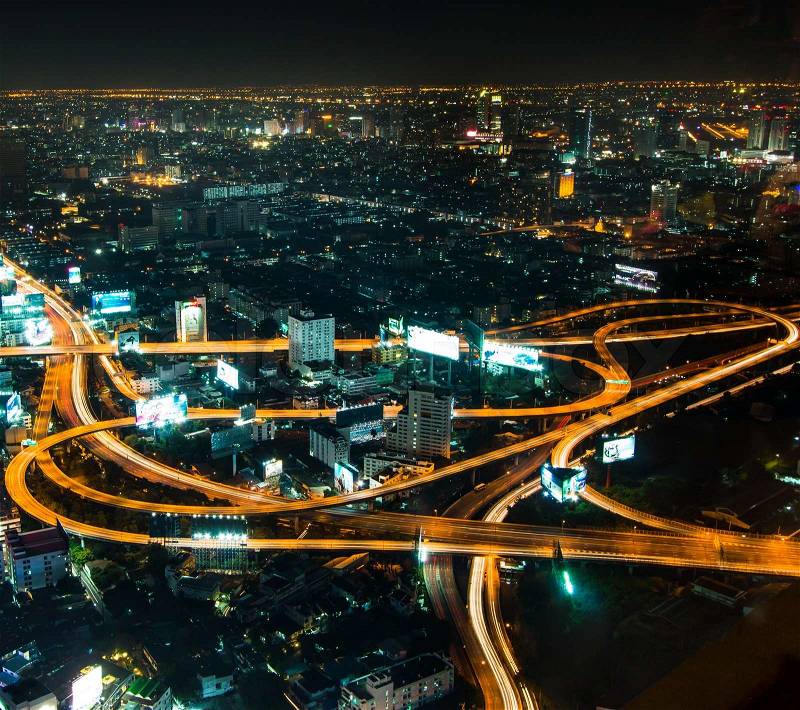 Views of the capital bangkok traffic at twilight period,ciyt bangkok,Asia Thailand, stock photo