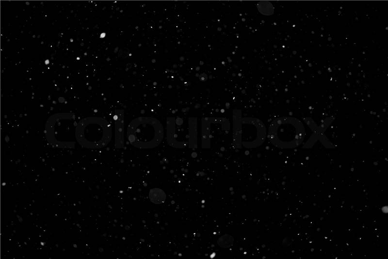 Real Light Snow Isolated on Black. Falling Snow Alpha Channel Version 2 - Light, stock photo