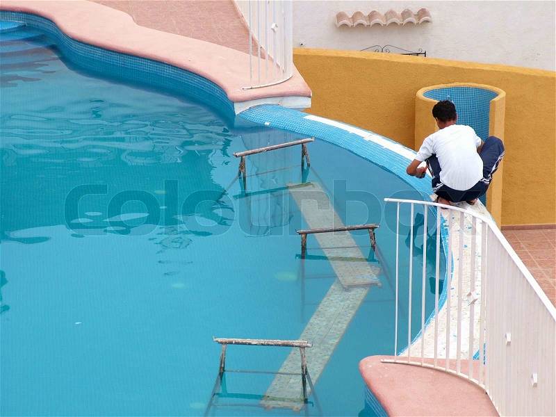Stock image of \'pool, workers, man\'
