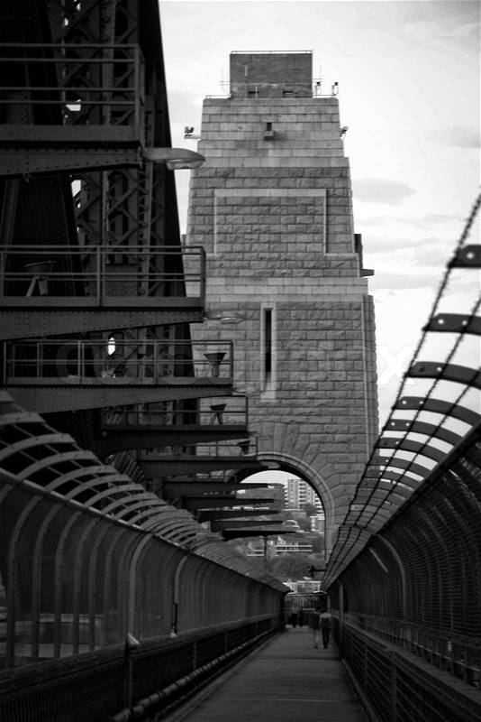 Bridge in a city, Sydney Harbor Bridge, Sydney, New South Wales, Australia, stock photo