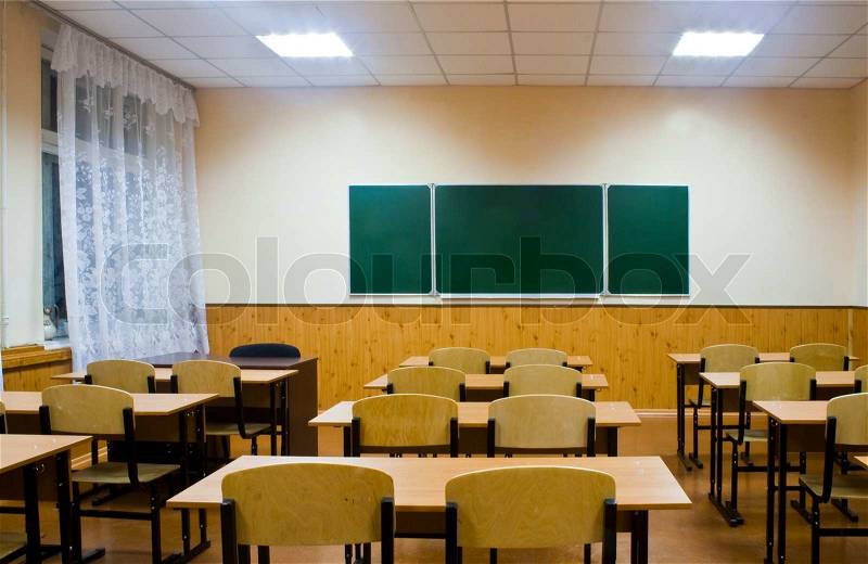 Class room before the beginning of lessons, stock photo