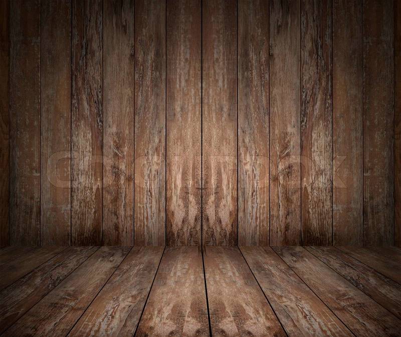 Background and texture concept - wooden floor and wall, stock photo