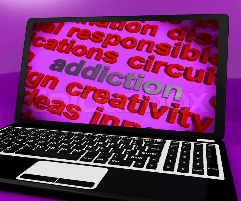 Addiction Screen Meaning Obsession Enslavement Or Dependence, stock photo