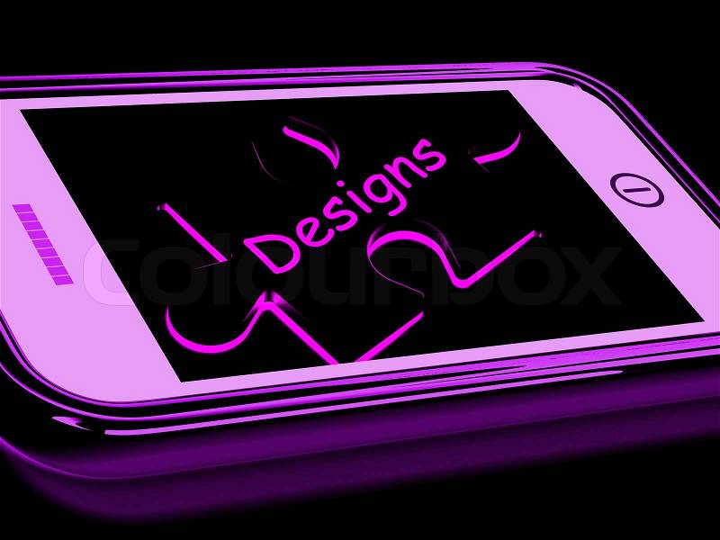 Designs Smartphone Showing Design And Layout On Internet, stock photo
