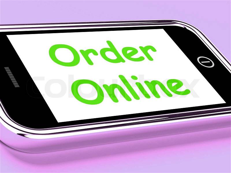 Order Online On Phone Showing Buying In Web Stores, stock photo