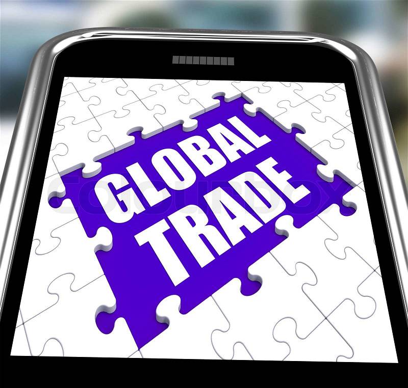 Global Trade Smartphone Showing Web International Business, stock photo