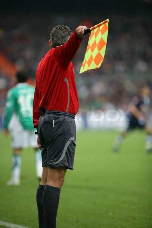 Referee with flag, stock photo