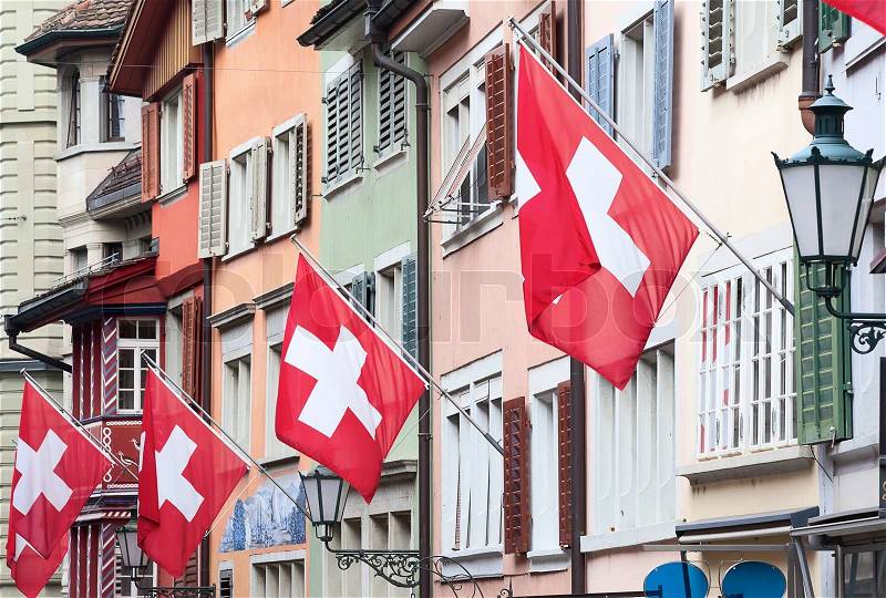 Swiss National Day on August 1 in Zurich, Switzerland, stock photo