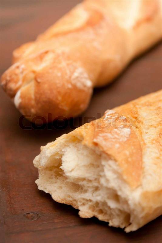 Crusty and delicious French baguette made in the traditional way, stock photo