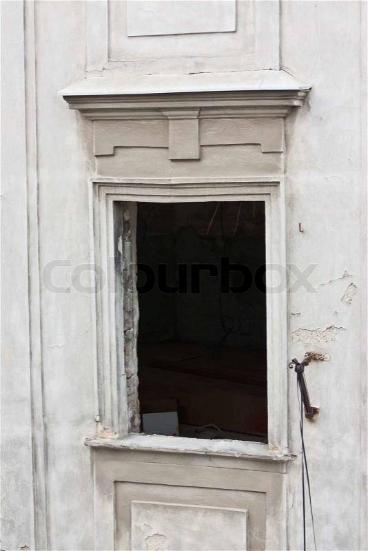 Building renovation - removal and installation of windows, stock photo